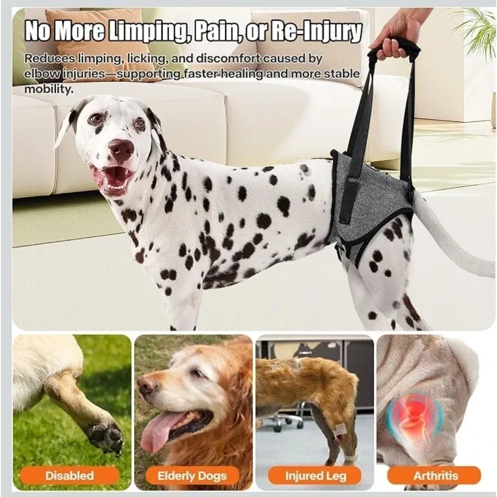 AOOLMOL Dog Lift Harness XL Rear Support Sling for Injured Elderly Dogs Gray